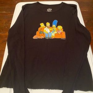 Waffle-Knit Simpsons Graphic Long Sleeve Shirt